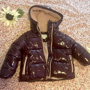 Michael Kors 4T plum zip up wool lined puffy jacket